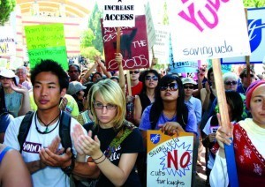 Tuition-fee hikes ignited campus protests throughout California, including a massive walkout by UCLA students and faculty.