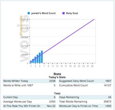 NaNoWriMo 2010 Day 6 Stats