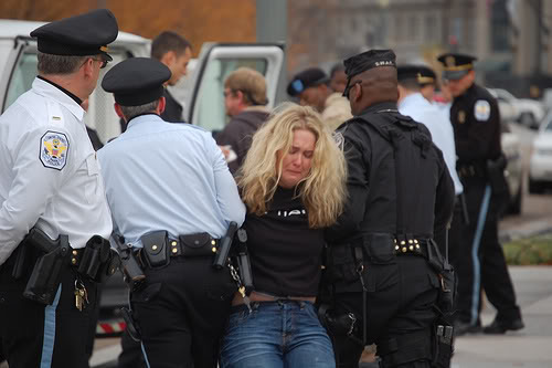 Image: Robin McGehee being arrested in GetEQUAL's Don't Ask, Don't Tell action (November 15, 2010)