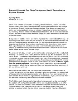 Thumbnail Link: Kelly Moyer's Prepared Remarks For San Diego's 2010 Transgender Day Of Remembrance Memoriam