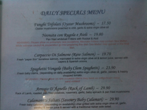 menu sea matter A few funny words