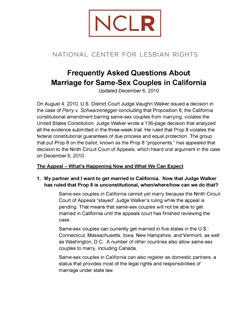 Thumbnail Link: NCLR's 'Frequently Asked Questions About Marriage for Same-Sex Couples in California'