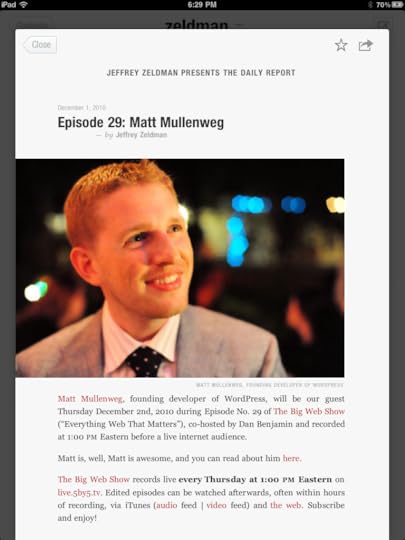 Jeffrey Zeldman Presents, viewed in Flipboard; screenshot by Craig Mod