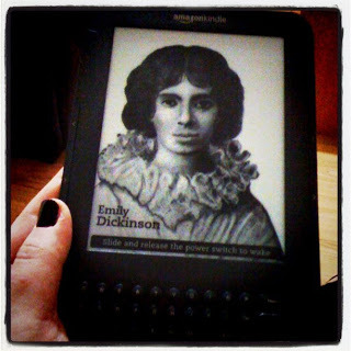 Kindle with Emily Dickinson screensaver