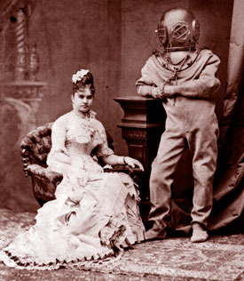 Victorian couple -- gent in diving suit