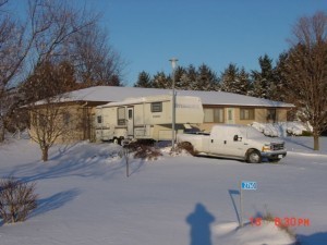 Photo of trailer in snow.