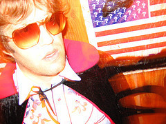 Hotrod, with cape and flag