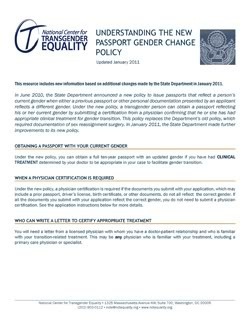 Thumbnail Link to NCTE Document: 'Understanding The New Passport Gender Change Policy' (January, 2011)