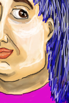 A jpg showing part of a poorly drawn, fat woman's face