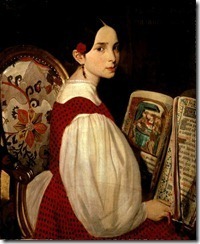 Léopoldine au livre d'heures by Auguste de Chatillon --1813 - 1881