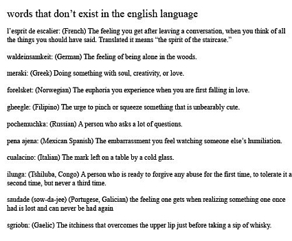 Words that don't exist in the English language