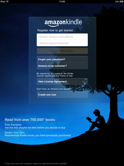 Registering your iPad Kindle app with your Amazon account