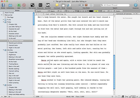 Editing a document in Scrivener