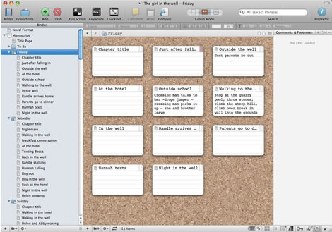 Scrivener corkboards