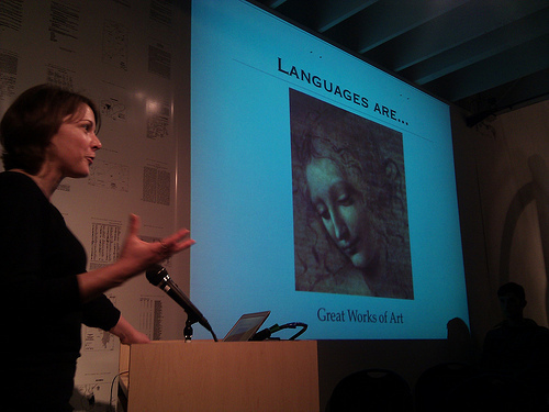 Laura Welcher talking about the Rosetta project at Long Now