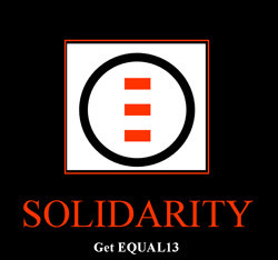 Image: Get Equal 'Solidarity' with GetEQUAL 13; Link: GetEQUAL Donation Page