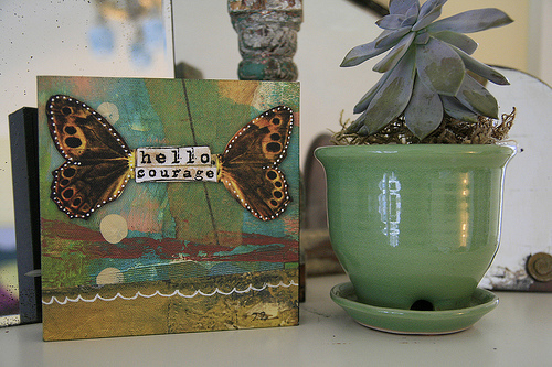 hello courage 6x6 canvas