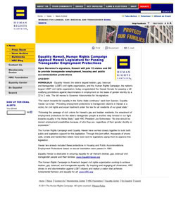 Thumbnail link to joint Equality Hawaii and HRC Press Release: quality Hawaii, Human Rights Campaign Applaud Hawaii Legislature for Passing Transgender Employment Protections