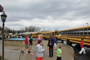 Some of the buses that brought lots of children