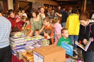 Kids and parents looking at resources