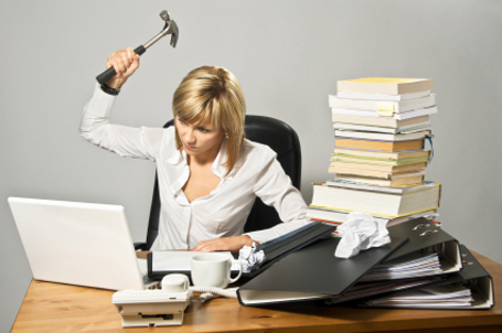 Photo of hammering the computer