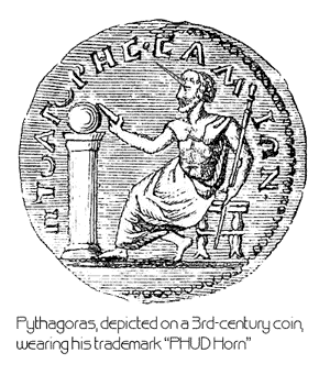 Pythagoras wearing his PHUD horn