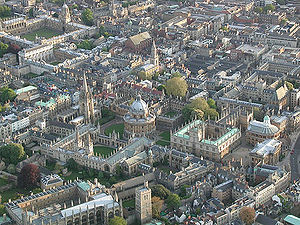 Aerial view of many of the colleges of the Uni...