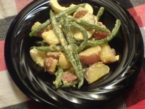 Hearty Potato Egg and Green Bean Salad - tossed with Caesar dressing