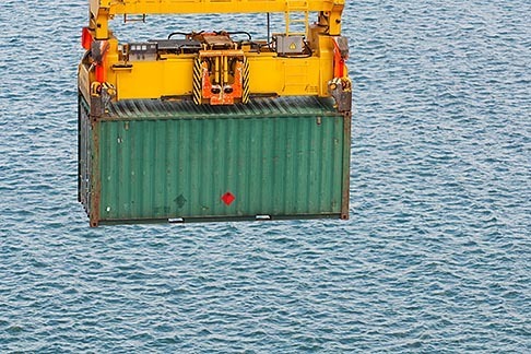 7-678-5923 stock photo of Shipping, Container being lifted by crane