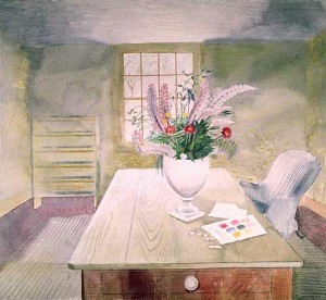 Flowers on a cottage table ravilious