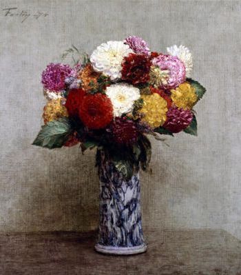 Dahlias In A Chinese Vase Fantin-Latour