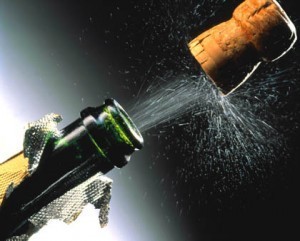 Popping champagne cork