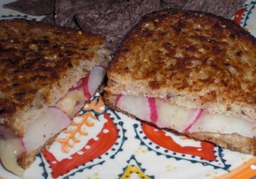Grilled cheese sandwich with radish