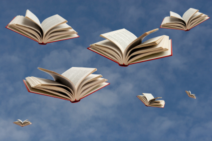 Photo of flying books