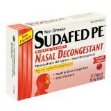 Sudafed PE, Maximum Strength Nasal Decongestant, Phenylephrine HCl tablets (36ct Tablets)