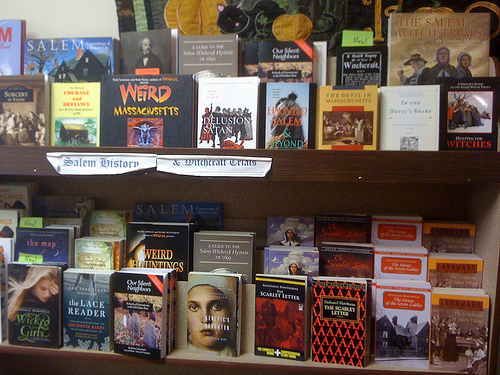 Witch Trials Book Display in Salem, MA