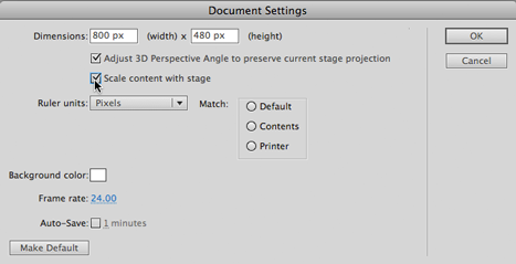Resize the stage and your projects in Flash CS5.5