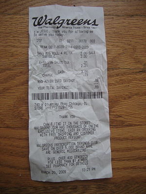 A receipt obtained in a Walgreens, featuring a...