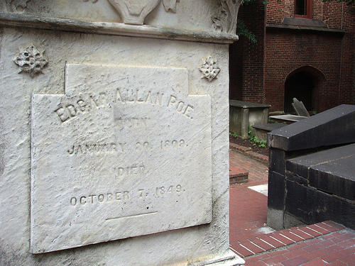 Edgar Allan Poe's final grave at Westminster Hall