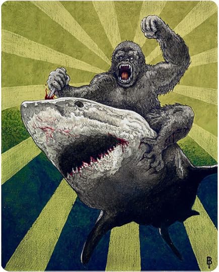 gorilla riding shark 