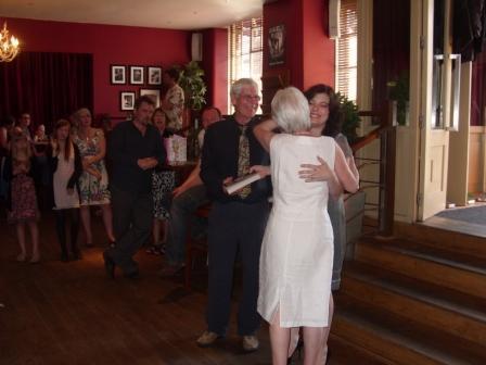 Pat and Charles receiving their copy of Angel's Fury, with my thanks for everything they've done over the last couple of years.