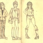 Concept sketches of Casey, Joel and Mariska