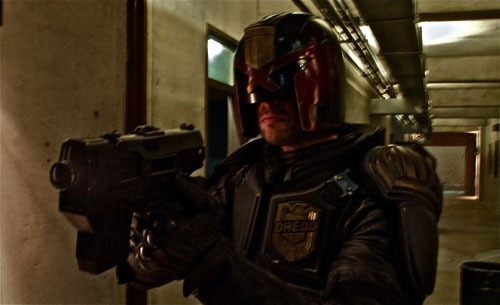 Judge Dredd with his Lawgiver