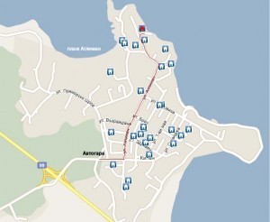 схема на пътя от автогара Китен до базата на МЗ