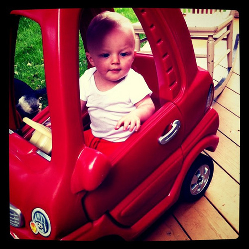 Omg. I can't believe how fast we made it to toy car already. Soooo cute!