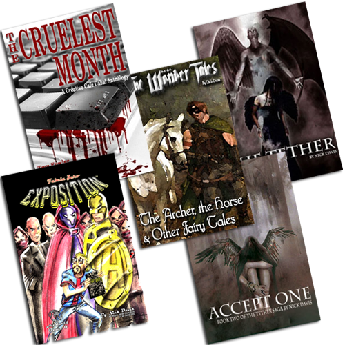 Exposition, the tether, the wonder tales, the cruelest month
