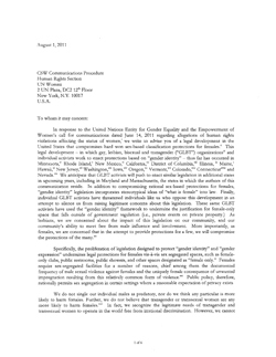 Thumbnail link: Cathy Brennan - Elizabeth Hungerford Letter To The UN Against Gender Identity Protections