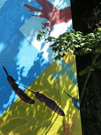 feathers, crows, East Van, wall art, graffiti, graphic design, boho, art