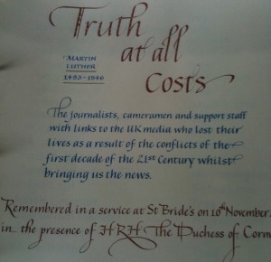 Truth at all costs, letter from St. Brides and Duchess of Cornwall