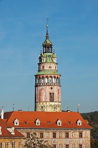 4-960-984 stock photo of Czech Republic, Cesky Krumlov, Castle Round Tower